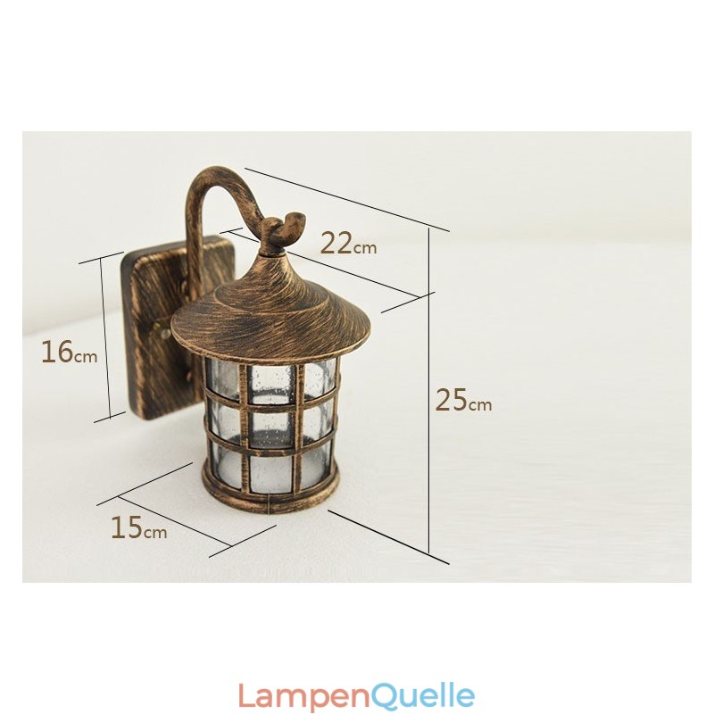 Antike rustikale Eisen wasserdichte Außenwandlampe Vintage Laternenlicht Rostig Mattschwarz Korridor Flur Wandleuchte