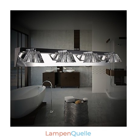 Moderne Wandleuchte mit Glasschirm 4-flammig Spiegelfront Moderne Wandleuchte mit Glasschirm 4-flammig Spiegelfront