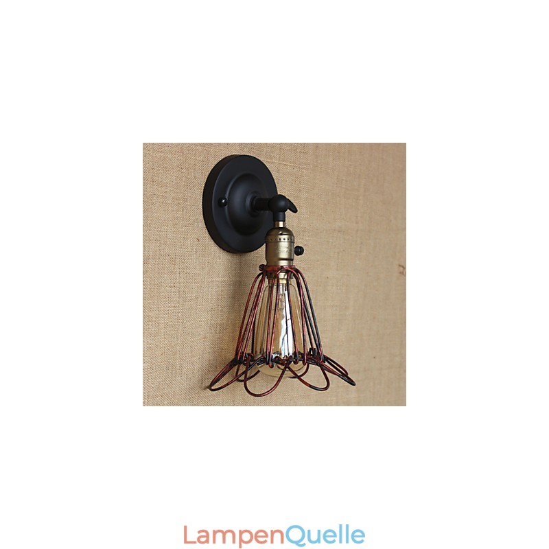 Amerikanischen Industriellen Stil Zaun Eisen Net Rot Bronze Dekorative Wand Leuchte