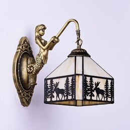 Weihnachten Hirsch Europäischen Vertraglich Ländlichen Kreative Schmiedeeisen Wand Lampe Glas Lichter