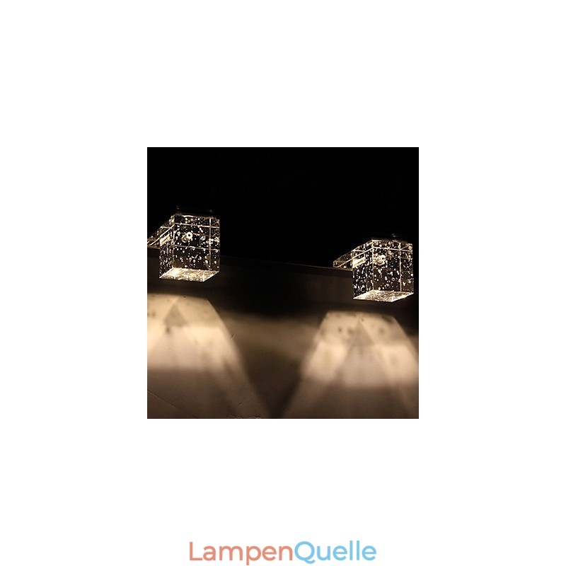 Moderne Wandleuchte mit Glasblasen-Kubus-Schirm im Spiegel-Frontstil