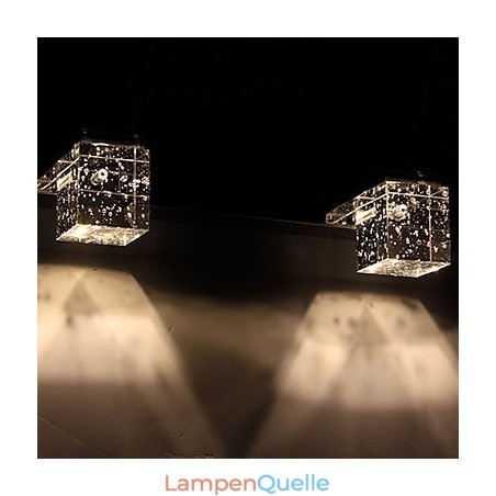 Moderne Wandleuchte mit Glasblasen-Kubus-Schirm im Spiegel-Frontstil Moderne Wandleuchte mit Glasblasen-Kubus-Schirm im Spiegel-Frontstil