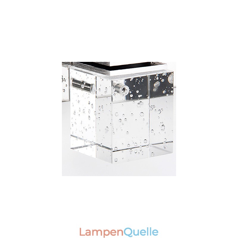 Moderne Wandleuchte mit Glasblasen-Kubus-Schirm im Spiegel-Frontstil