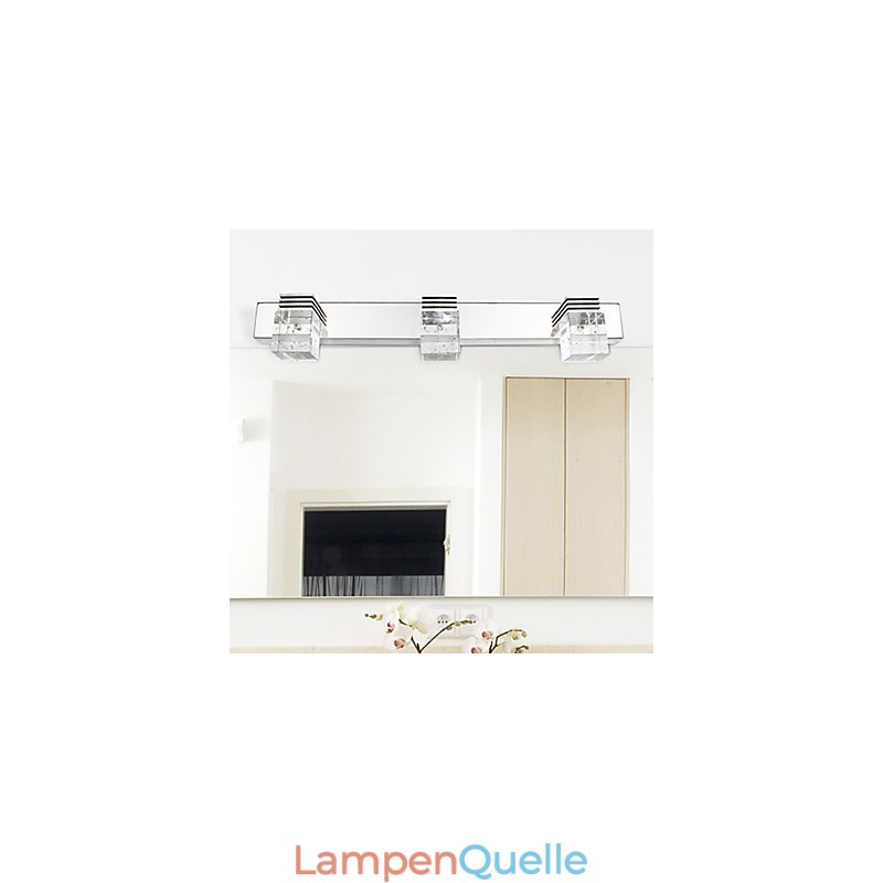 Moderne Wandleuchte mit Glasblasen-Kubus-Schirm im Spiegel-Frontstil