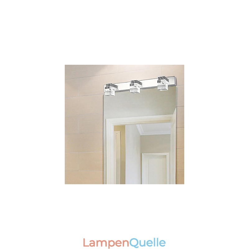 Moderne Wandleuchte mit Glasblasen-Kubus-Schirm im Spiegel-Frontstil