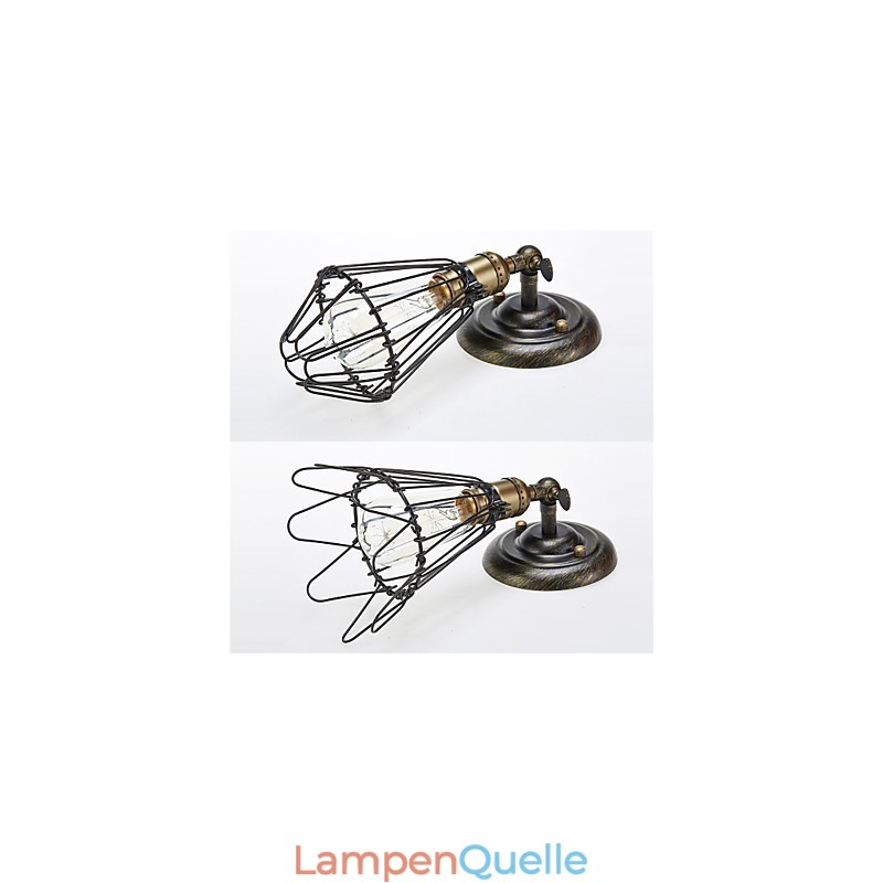 Industrielle Wandleuchte im Vintage-Stil mit Öffnungs- und Schließlicht, Käfiglampe, Loft-Stil, Wiederherstellung alter Wege, Wandlampe