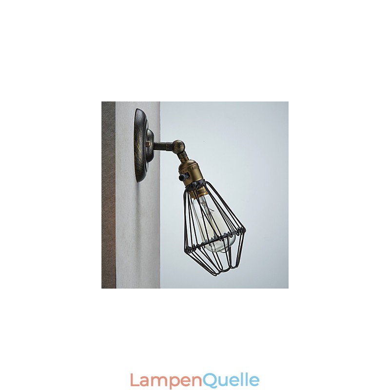 Industrielle Wandleuchte im Vintage-Stil mit Öffnungs- und Schließlicht, Käfiglampe, Loft-Stil, Wiederherstellung alter Wege, Wandlampe