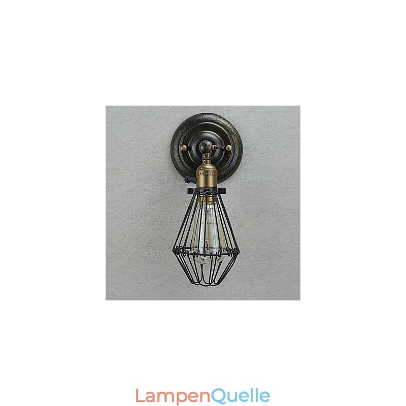 Industrielle Wandleuchte im Vintage-Stil mit Öffnungs- und Schließlicht, Käfiglampe, Loft-Stil, Wiederherstellung alter Wege, Wandlampe
