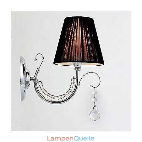 Moderne Wandleuchte mit Stoffschirm, Kronleuchter-Stil, Arm, Kristalltropfen