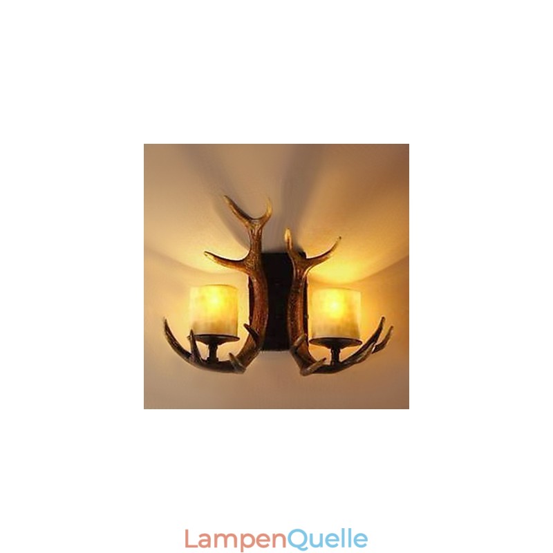 Wandleuchte mit 2 Lichtern in Geweih-Optik