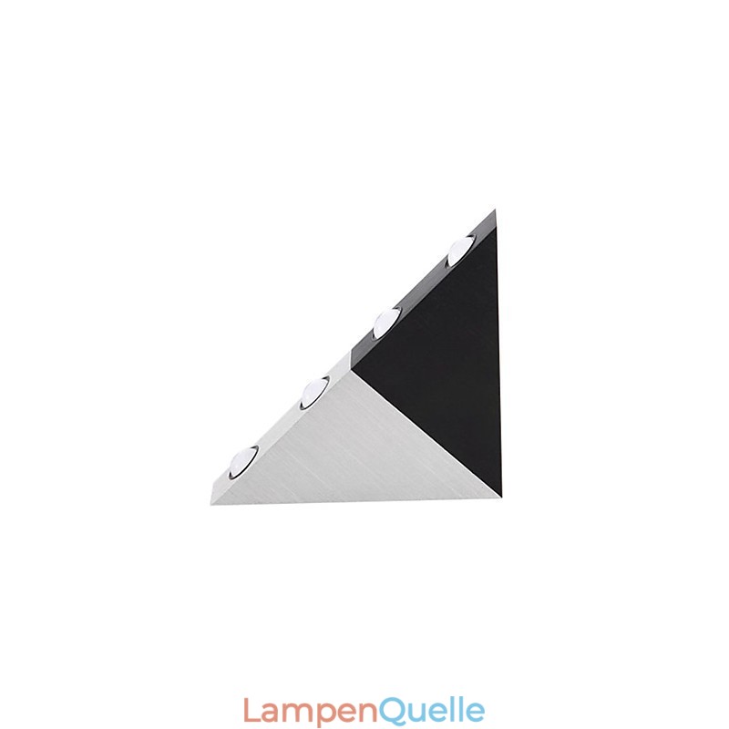 Moderne Wandleuchte in Schwarz und Silber mit schickem Dreiecksdesign