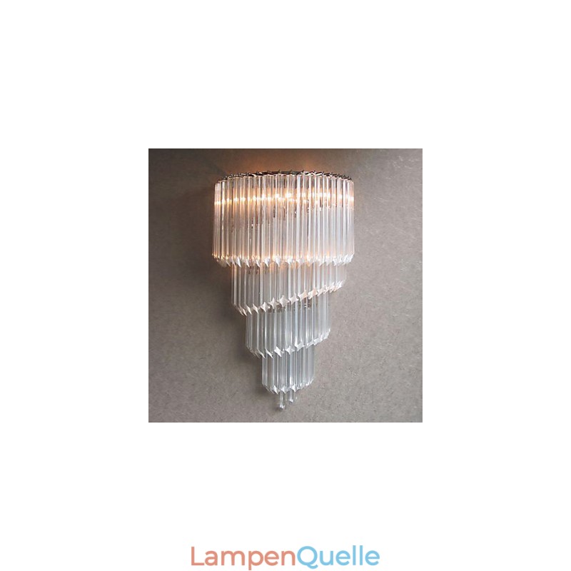 Wandleuchte in Chromoptik mit Kristallglasstreifen und 3 Lichtern