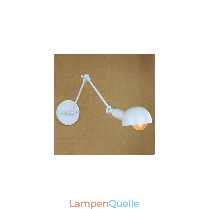 Weiße doppelte Festival-Wandleuchte aus Schmiedeeisen mit langem Arm