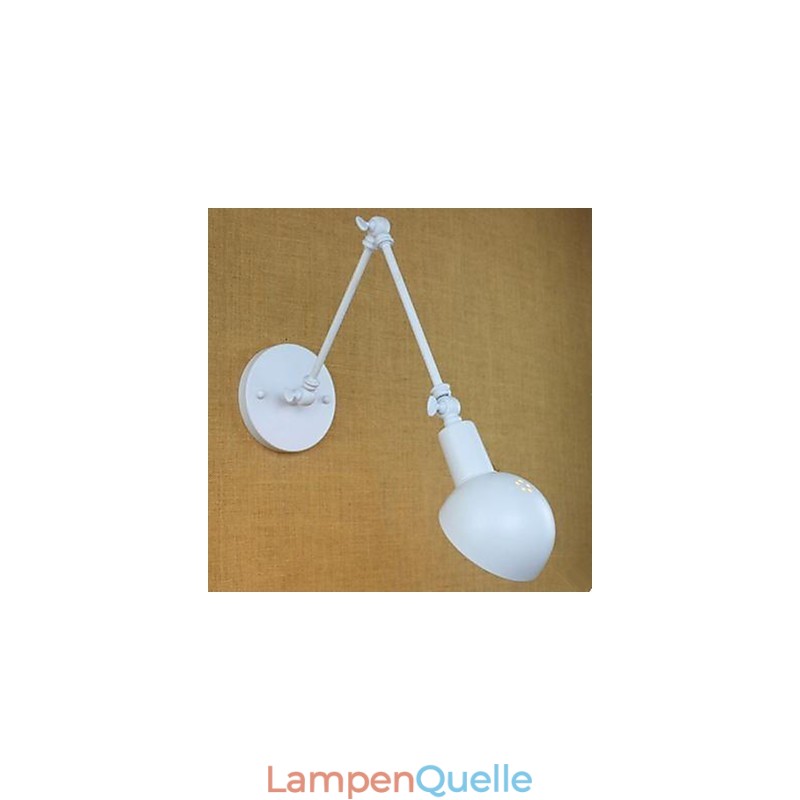 Weiße doppelte Festival-Wandleuchte aus Schmiedeeisen mit langem Arm