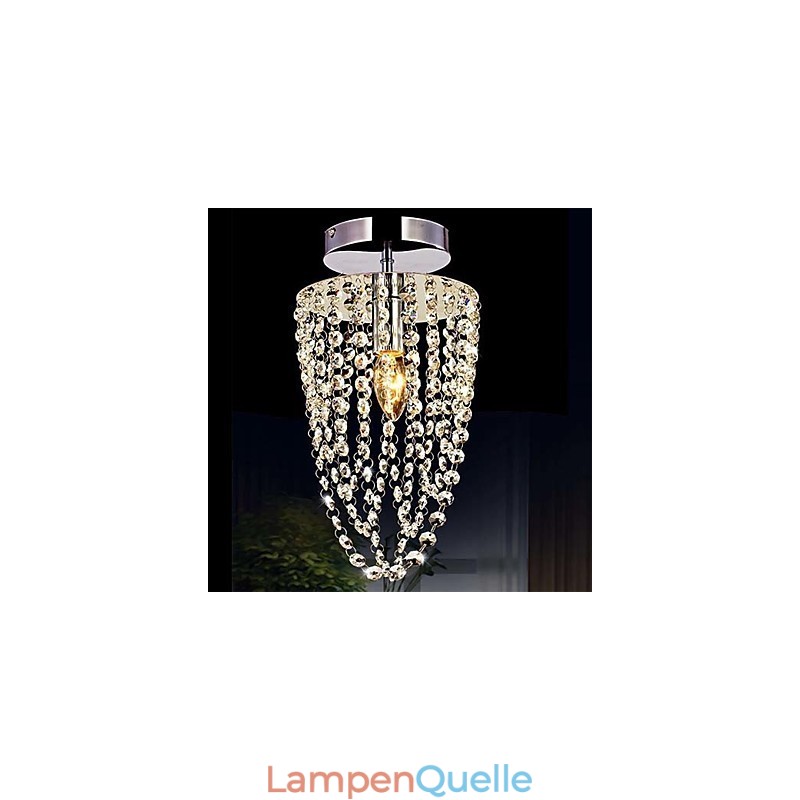 1-flammiger, moderner Kronleuchter aus transparentem K9-Kristall, Chrom, mit 1 Glühbirne