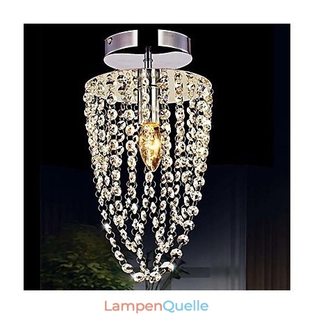 1-flammiger, moderner Kronleuchter aus transparentem K9-Kristall, Chrom, mit 1 Glühbirne