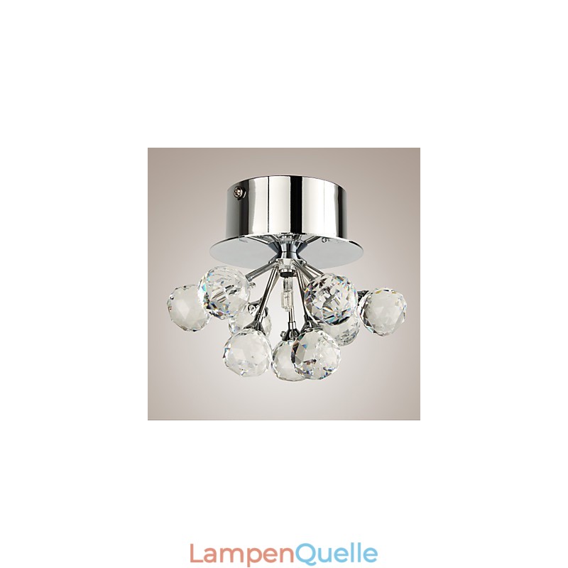 Modern Contemporary Crystal Mini Style Chrome Metal Flush Mount