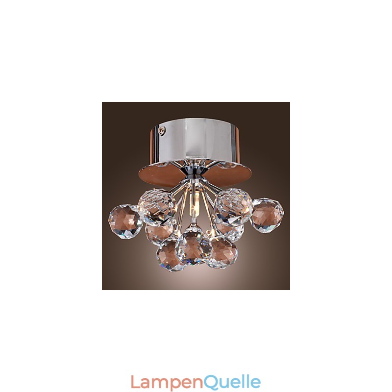 Modern Contemporary Crystal Mini Style Chrome Metal Flush Mount