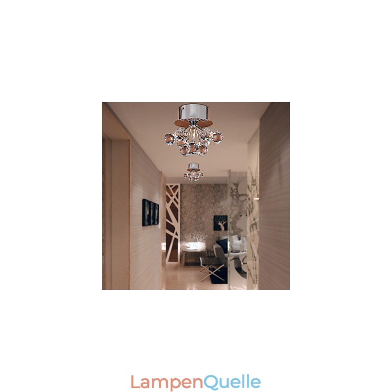 Modern Contemporary Crystal Mini Style Chrome Metal Flush Mount
