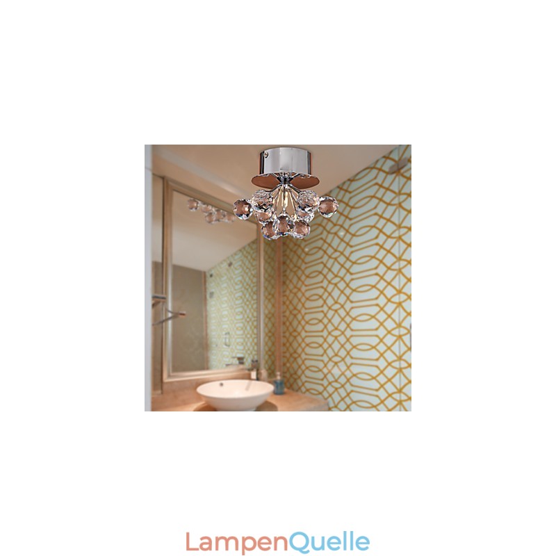 Modern Contemporary Crystal Mini Style Chrome Metal Flush Mount