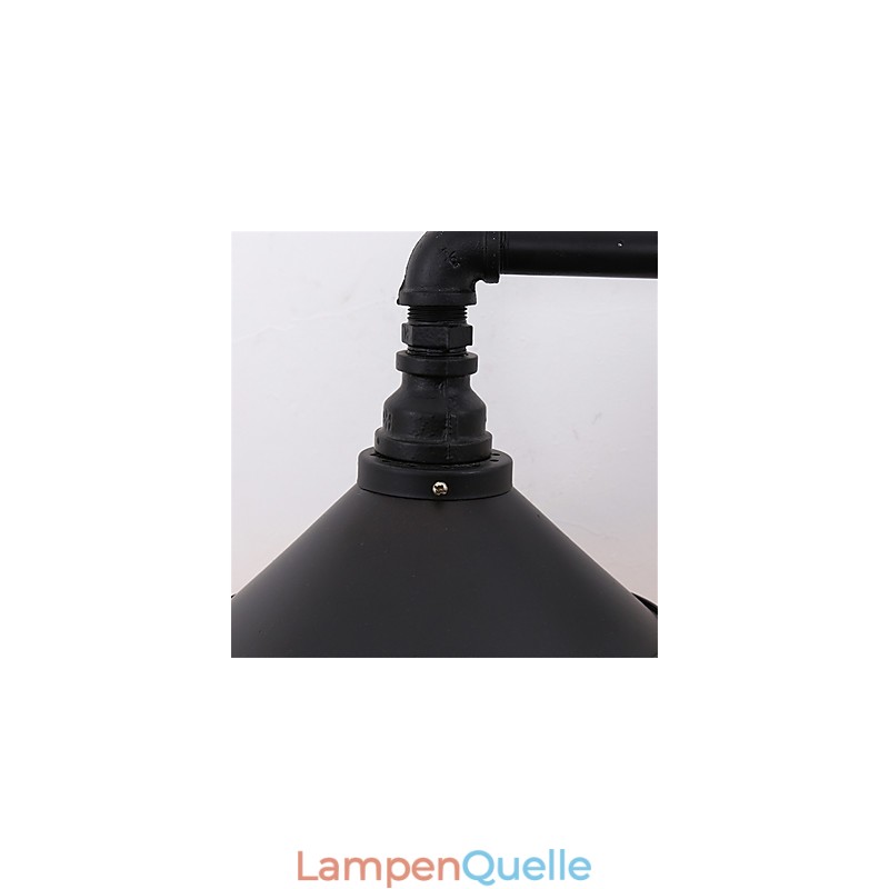 Vintage Industrielle Rohrwandleuchten Schwarzer Metallschirm Restaurant Cafe Bar Dekorationsbeleuchtung mit 2 Lichtern Lackiert