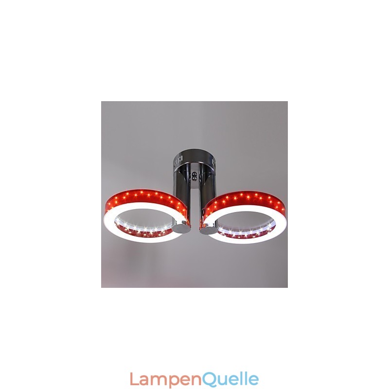 Warmweißer weißer Acryl-Rot-Kronleuchter mit 2 Lichtern