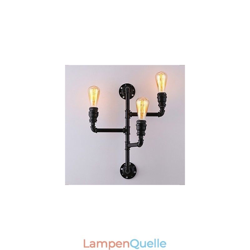 Vintage Industrielle Rohrwandleuchten Schwarze kreative Lichter Restaurant Cafe Bar Dekorationsbeleuchtung mit 3 Lichtern lackiert