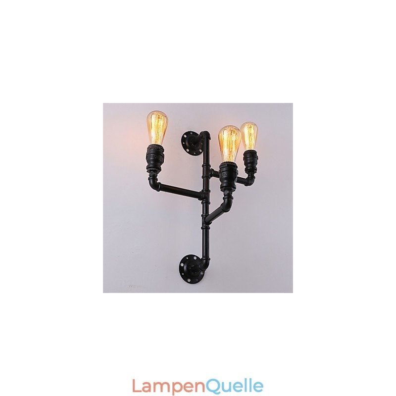 Vintage Industrielle Rohrwandleuchten Schwarze kreative Lichter Restaurant Cafe Bar Dekorationsbeleuchtung mit 3 Lichtern lackiert