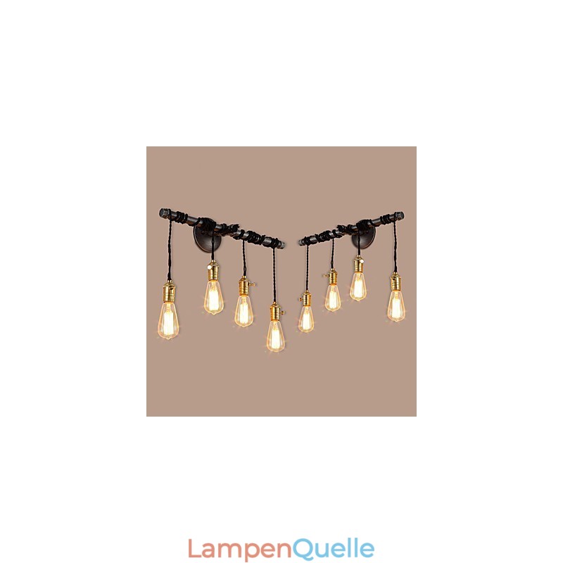 Vintage Industrielle Rohrwandleuchten mit Schalter Kreative Lichter Restaurant Cafe Bar Dekorationsbeleuchtung mit 4 Lichtern Lackiertes Finish