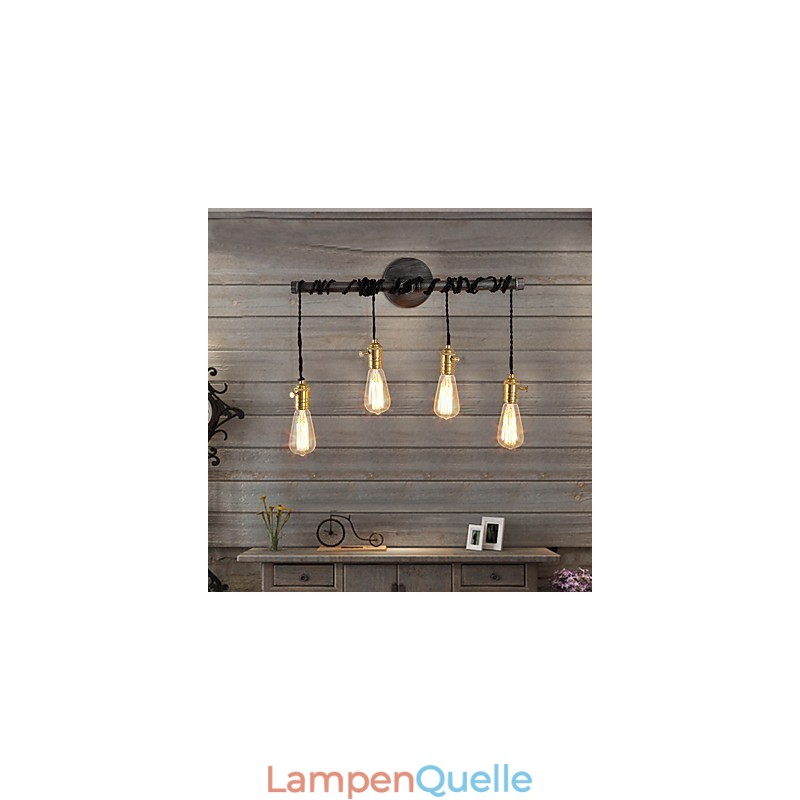 Vintage Industrielle Rohrwandleuchten mit Schalter Kreative Lichter Restaurant Cafe Bar Dekorationsbeleuchtung mit 4 Lichtern Lackiertes Finish