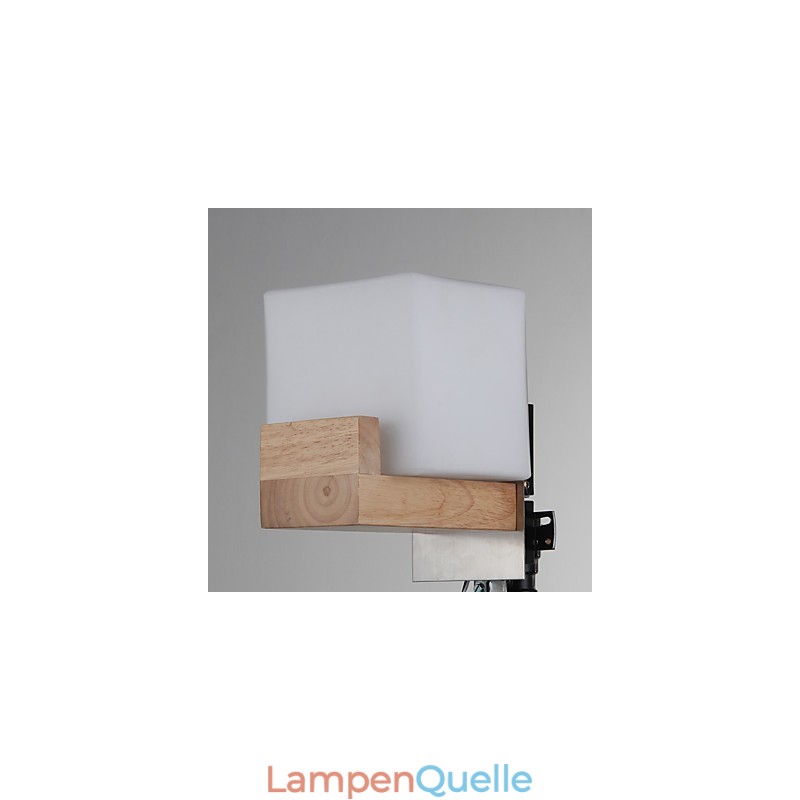 Einfache Wandlampe, Nachttischlampe mit Glasschirm und Massivholz für Schlafzimmer, Kommode, Wohnzimmer, Babyzimmer, Studentenwohnheim, Couchtisch, Bücherregal