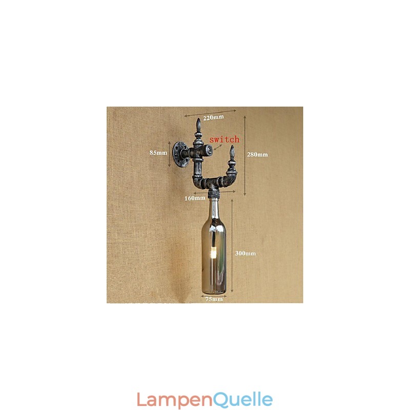 Retro Nostalgie Mit Schalter Cafe Bar Restaurant Gang Wasser Rohr Flasche Wand Lampe