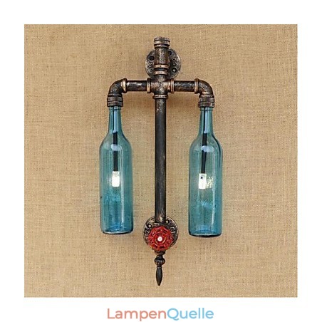 Amerikanischen Themen Restaurant Bar Eisen Mit Schalter Wasser Rohr Wein Flasche Wand Lampe Blau