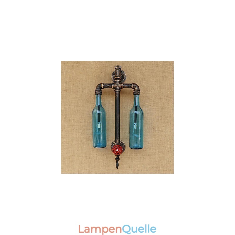 Amerikanischen Themen Restaurant Bar Eisen Mit Schalter Wasser Rohr Wein Flasche Wand Lampe Blau
