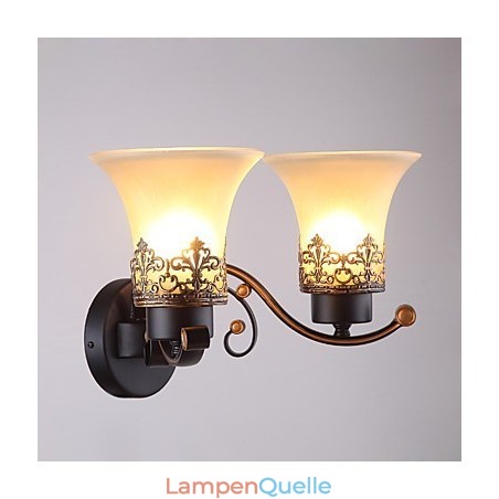 Doppelkopf-Wandlampe aus amerikanischem Landhausstil im Vintage-Stil aus Metall mit Glas für die Kantine, das Wohnzimmer, den Eingangsbereich und das Foyer. Doppelkopf-Wandlampe aus amerikanischem Landhausstil im Vintage-Stil aus Metall mit Glas für die Kantine, das Wohnzimmer, den Eingangsbereich und das Foyer.