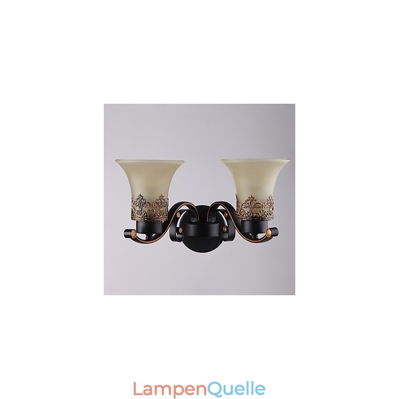 Doppelkopf-Wandlampe aus amerikanischem Landhausstil im Vintage-Stil aus Metall mit Glas für die Kantine, das Wohnzimmer, den Eingangsbereich und das Foyer.
