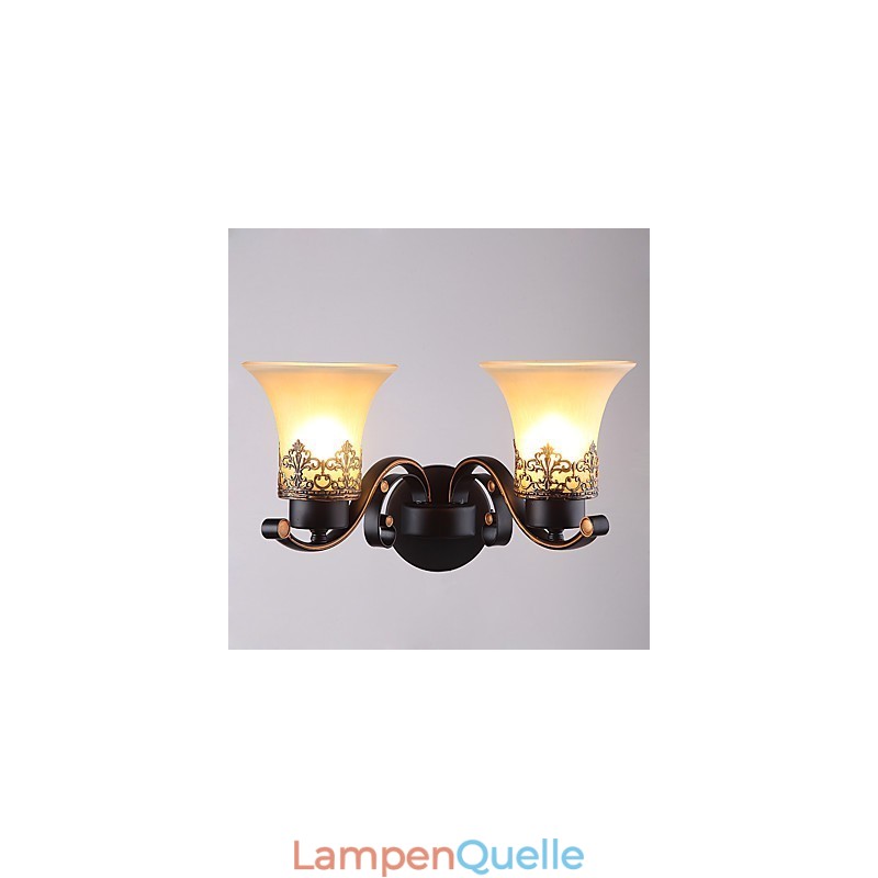Doppelkopf-Wandlampe aus amerikanischem Landhausstil im Vintage-Stil aus Metall mit Glas für die Kantine, das Wohnzimmer, den Eingangsbereich und das Foyer.