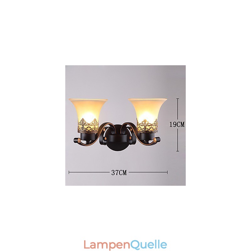 Doppelkopf-Wandlampe aus amerikanischem Landhausstil im Vintage-Stil aus Metall mit Glas für die Kantine, das Wohnzimmer, den Eingangsbereich und das Foyer.