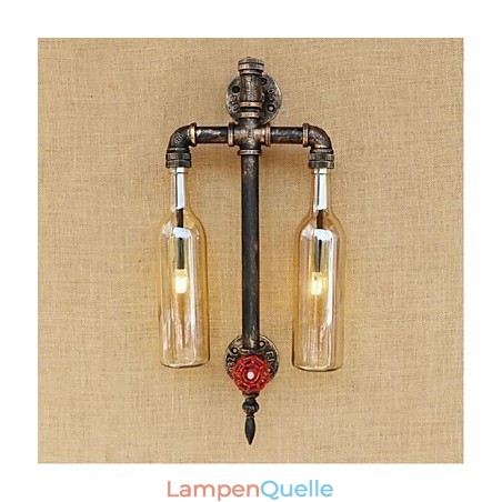 Amerikanischen Themen Restaurant Bar Eisen Mit Schalter Wasser Rohr Wein Flasche Wand Lampe Bernstein