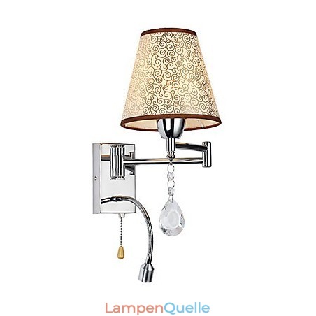 Wandlampe für Schlafzimmer Leselampe Stofflampe Modern Zeitgenössisch Landhaus Chrom Funktion für Kristall Schwenkarm Wandlampe für Schlafzimmer Leselampe Stofflampe Modern Zeitgenössisch Landhaus Chrom Funktion für Kristall Schwenkarm