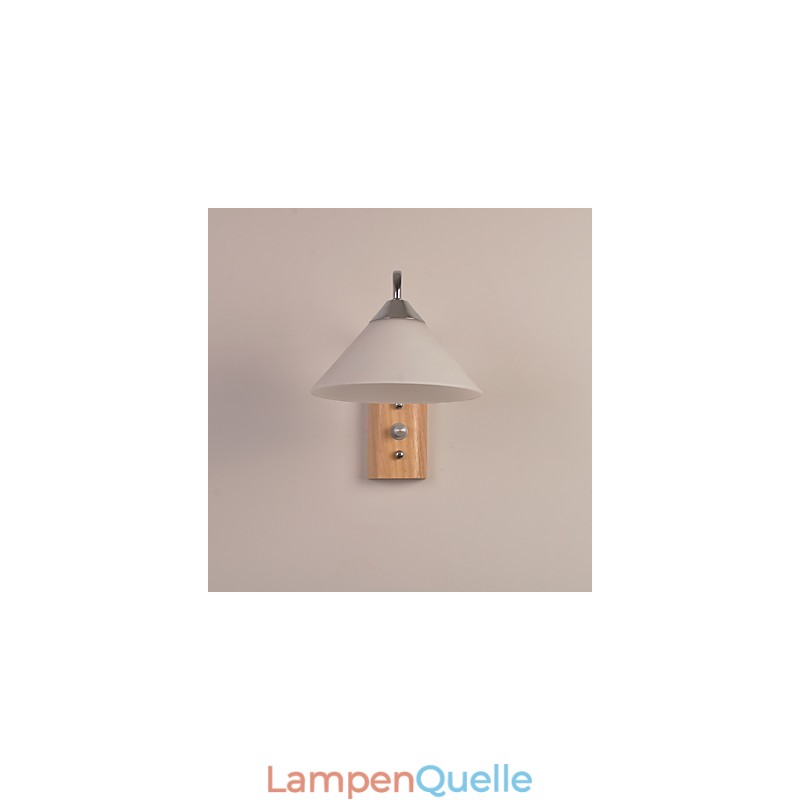 Einfache Wandlampe, Nachttischlampe mit Glasschirm und Massivholz für Schlafzimmer, Kommode, Wohnzimmer, Babyzimmer, Studentenwohnheim, Couchtisch, Bücherregal