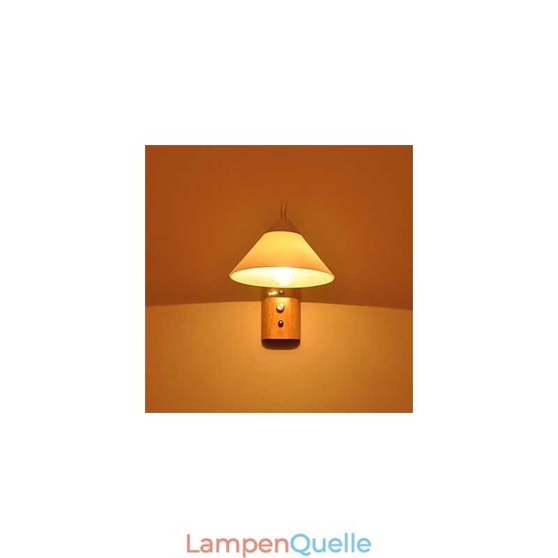Einfache Wandlampe, Nachttischlampe mit Glasschirm und Massivholz für Schlafzimmer, Kommode, Wohnzimmer, Babyzimmer, Studentenwohnheim, Couchtisch, Bücherregal
