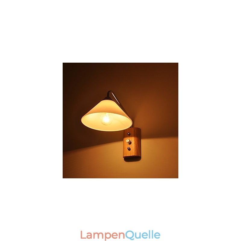 Einfache Wandlampe, Nachttischlampe mit Glasschirm und Massivholz für Schlafzimmer, Kommode, Wohnzimmer, Babyzimmer, Studentenwohnheim, Couchtisch, Bücherregal