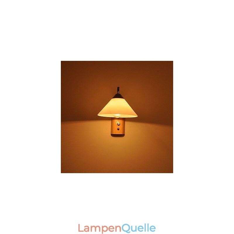 Einfache Wandlampe, Nachttischlampe mit Glasschirm und Massivholz für Schlafzimmer, Kommode, Wohnzimmer, Babyzimmer, Studentenwohnheim, Couchtisch, Bücherregal