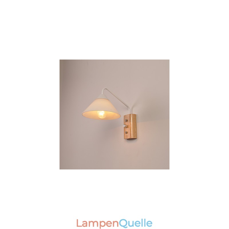 Einfache Wandlampe, Nachttischlampe mit Glasschirm und Massivholz für Schlafzimmer, Kommode, Wohnzimmer, Babyzimmer, Studentenwohnheim, Couchtisch, Bücherregal