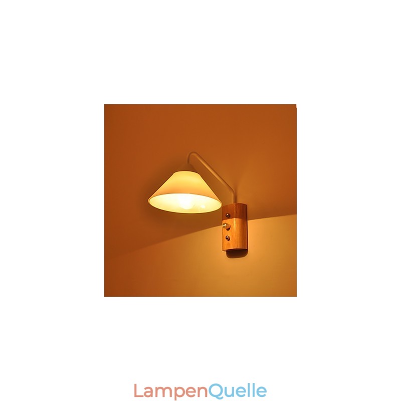 Einfache Wandlampe, Nachttischlampe mit Glasschirm und Massivholz für Schlafzimmer, Kommode, Wohnzimmer, Babyzimmer, Studentenwohnheim, Couchtisch, Bücherregal