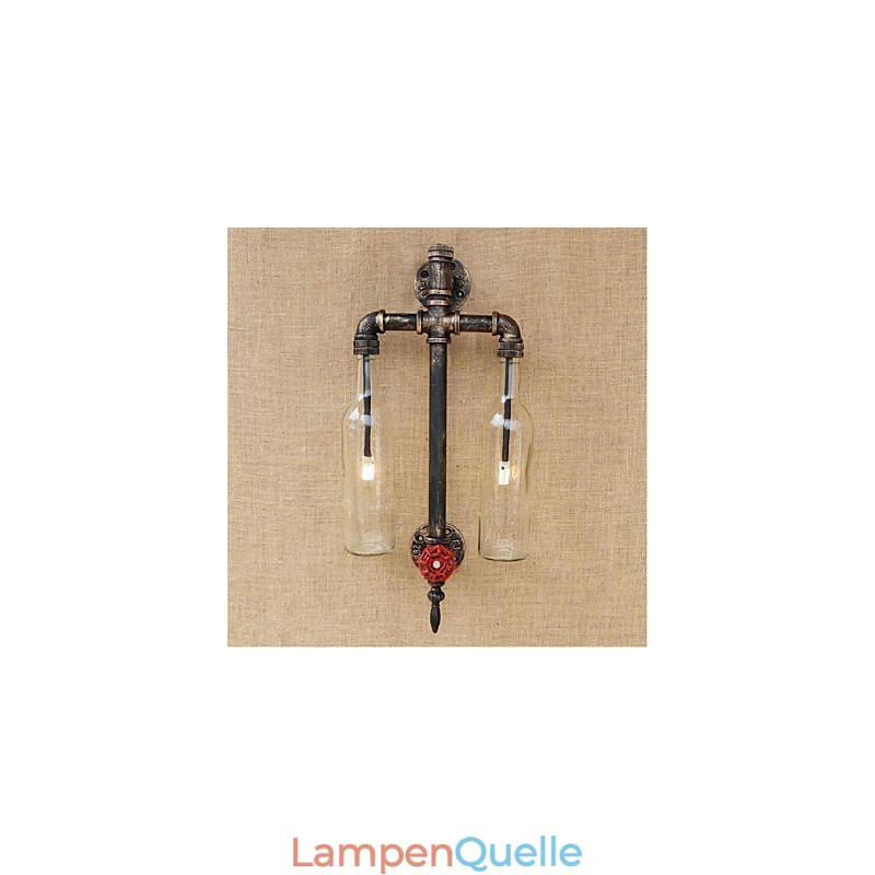 Amerikanischen Themen Restaurant Bar Eisen Mit Schalter Wasser Rohr Wein Flasche Wand Lampe Transparent
