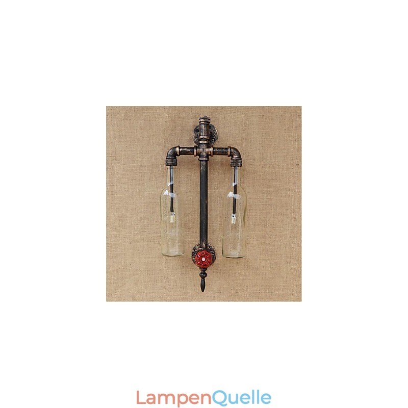 Amerikanischen Themen Restaurant Bar Eisen Mit Schalter Wasser Rohr Wein Flasche Wand Lampe Transparent