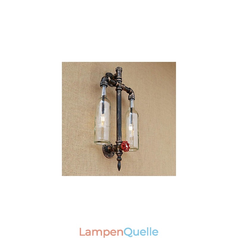 Amerikanischen Themen Restaurant Bar Eisen Mit Schalter Wasser Rohr Wein Flasche Wand Lampe Transparent