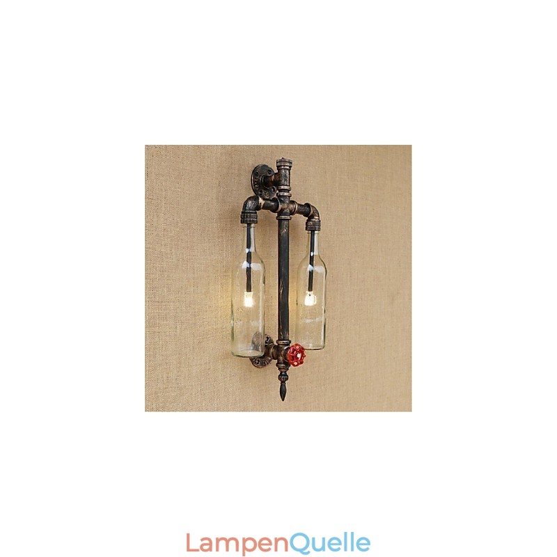 Amerikanischen Themen Restaurant Bar Eisen Mit Schalter Wasser Rohr Wein Flasche Wand Lampe Transparent